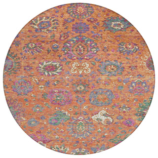 Piper Looms Chantille Global ACN2013 Orange Machine Washable Area Rug Round Main Image