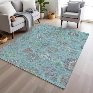 Piper Looms Chantille Global ACN2013 Teal Machine Washable Area Rug Lifestyle Image Feature