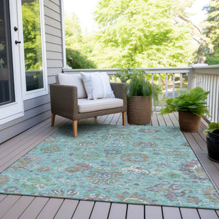 Piper Looms Chantille Global ACN2013 Teal Machine Washable Area Rug Outdoor Lifestyle Image Feature