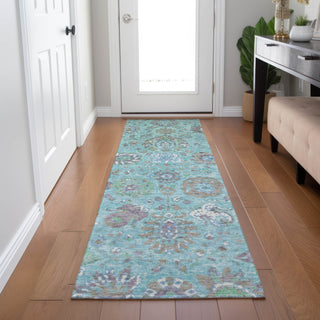 Piper Looms Chantille Global ACN2013 Teal Machine Washable Area Rug Runner Lifestyle Image Feature