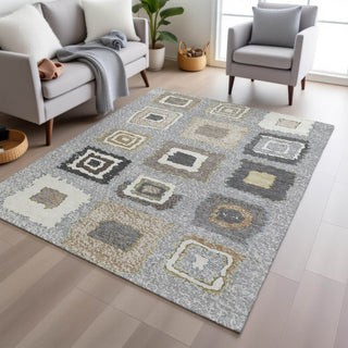 Piper Looms Chantille Geometric ACN2014 Gray Machine Washable Area Rug Lifestyle Image Feature