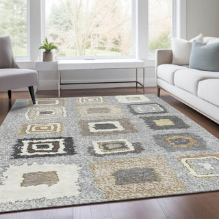 Piper Looms Chantille Geometric ACN2014 Gray Machine Washable Area Rug Lifestyle Image Feature