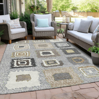 Piper Looms Chantille Geometric ACN2014 Gray Machine Washable Area Rug Outdoor Lifestyle Image Feature