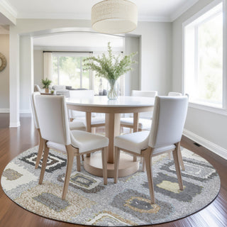 Piper Looms Chantille Geometric ACN2014 Gray Machine Washable Area Rug Round Lifestyle Image Feature