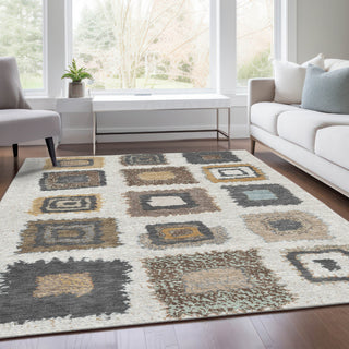 Piper Looms Chantille Geometric ACN2014 Ivory Machine Washable Area Rug Lifestyle Image Feature