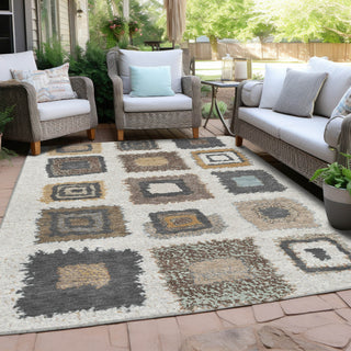Piper Looms Chantille Geometric ACN2014 Ivory Machine Washable Area Rug Outdoor Lifestyle Image Feature