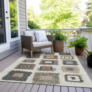 Piper Looms Chantille Geometric ACN2014 Ivory Machine Washable Area Rug Outdoor Lifestyle Image Feature