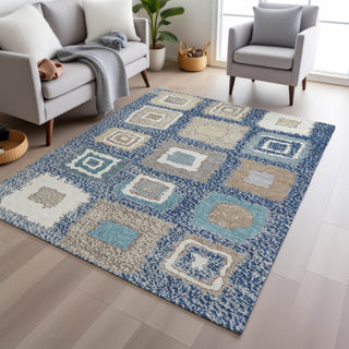 Piper Looms Chantille Geometric ACN2014 Navy Machine Washable Area Rug Lifestyle Image Feature