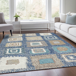 Piper Looms Chantille Geometric ACN2014 Navy Machine Washable Area Rug Lifestyle Image Feature