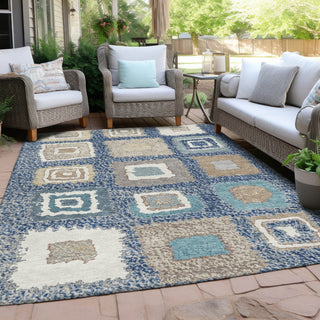 Piper Looms Chantille Geometric ACN2014 Navy Machine Washable Area Rug Outdoor Lifestyle Image Feature