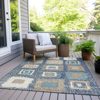 Piper Looms Chantille Geometric ACN2014 Navy Machine Washable Area Rug Outdoor Lifestyle Image Feature