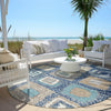 Piper Looms Chantille Geometric ACN2014 Navy Machine Washable Area Rug Round Outdoor Lifestyle Image Feature