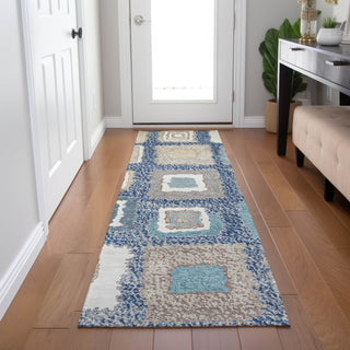 Piper Looms Chantille Geometric ACN2014 Navy Machine Washable Area Rug Runner Lifestyle Image Feature