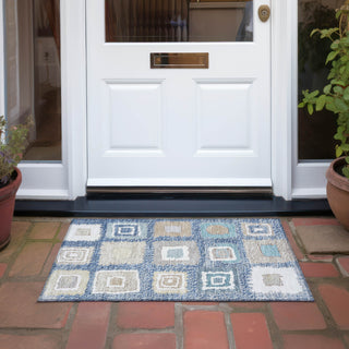Piper Looms Chantille Geometric ACN2014 Navy Machine Washable Area Rug Scatter Outdoor Lifestyle Image Feature