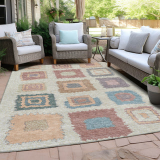 Piper Looms Chantille Geometric ACN2014 Peach Machine Washable Area Rug Outdoor Lifestyle Image Feature