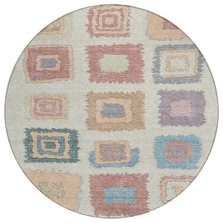 Piper Looms Chantille Geometric ACN2014 Peach Machine Washable Area Rug Round Main Image