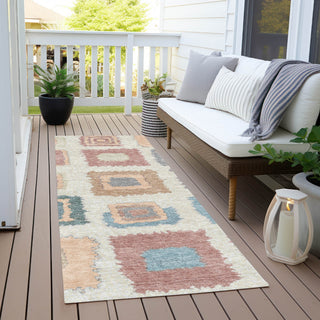 Piper Looms Chantille Geometric ACN2014 Peach Machine Washable Area Rug Runner Outdoor Lifestyle Image Feature