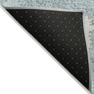 Piper Looms Chantille Geometric ACN2014 Teal Machine Washable Area Rug Backing Image