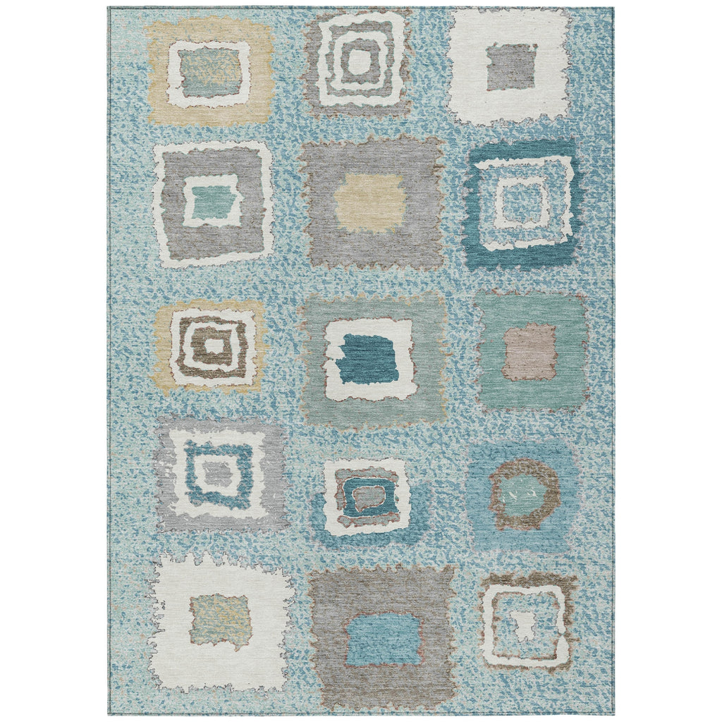 Piper Looms Chantille Geometric ACN2014 Teal Machine Washable Area Rug main image