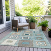 Piper Looms Chantille Geometric ACN2014 Teal Machine Washable Area Rug Outdoor Lifestyle Image Feature