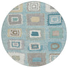Piper Looms Chantille Geometric ACN2014 Teal Machine Washable Area Rug Round Main Image