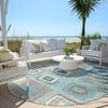Piper Looms Chantille Geometric ACN2014 Teal Machine Washable Area Rug Round Outdoor Lifestyle Image Feature