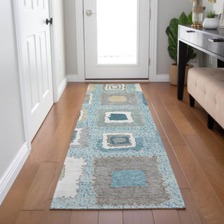 Piper Looms Chantille Geometric ACN2014 Teal Machine Washable Area Rug Runner Lifestyle Image Feature