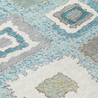 Piper Looms Chantille Geometric ACN2014 Teal Machine Washable Area Rug Swatch Image