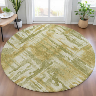 Piper Looms Chantille Abstract ACN2015 Aloe Machine Washable Area Rug Round Lifestyle Image Feature