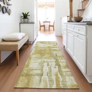 Piper Looms Chantille Abstract ACN2015 Aloe Machine Washable Area Rug Runner Lifestyle Image Feature