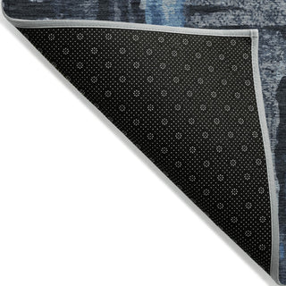 Piper Looms Chantille Abstract ACN2015 Black Machine Washable Area Rug Backing Image