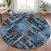 Piper Looms Chantille Abstract ACN2015 Black Machine Washable Area Rug Round Lifestyle Image Feature