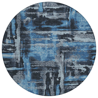 Piper Looms Chantille Abstract ACN2015 Black Machine Washable Area Rug Round Main Image