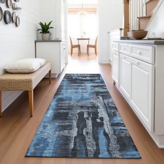 Piper Looms Chantille Abstract ACN2015 Black Machine Washable Area Rug Runner Lifestyle Image Feature