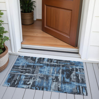 Piper Looms Chantille Abstract ACN2015 Black Machine Washable Area Rug Scatter Outdoor Lifestyle Image Feature