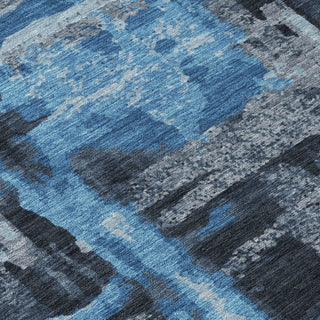 Piper Looms Chantille Abstract ACN2015 Black Machine Washable Area Rug Swatch Image