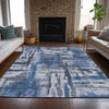 Piper Looms Chantille Abstract ACN2015 Blue Machine Washable Area Rug Lifestyle Image Feature
