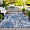 Piper Looms Chantille Abstract ACN2015 Blue Machine Washable Area Rug Outdoor Lifestyle Image Feature