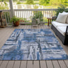 Piper Looms Chantille Abstract ACN2015 Blue Machine Washable Area Rug Outdoor Lifestyle Image Feature