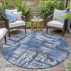 Piper Looms Chantille Abstract ACN2015 Blue Machine Washable Area Rug Round Outdoor Lifestyle Image Feature