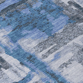 Piper Looms Chantille Abstract ACN2015 Blue Machine Washable Area Rug Swatch Image