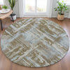 Piper Looms Chantille Abstract ACN2015 Brown Machine Washable Area Rug Round Lifestyle Image Feature