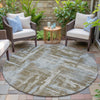 Piper Looms Chantille Abstract ACN2015 Brown Machine Washable Area Rug Round Outdoor Lifestyle Image Feature