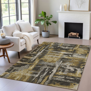 Piper Looms Chantille Abstract ACN2015 Coffee Machine Washable Area Rug Lifestyle Image Feature