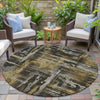 Piper Looms Chantille Abstract ACN2015 Coffee Machine Washable Area Rug Round Outdoor Lifestyle Image Feature