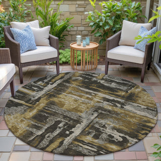 Piper Looms Chantille Abstract ACN2015 Coffee Machine Washable Area Rug Round Outdoor Lifestyle Image Feature