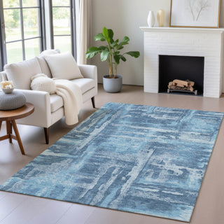 Piper Looms Chantille Abstract ACN2015 Denim Machine Washable Area Rug Lifestyle Image Feature