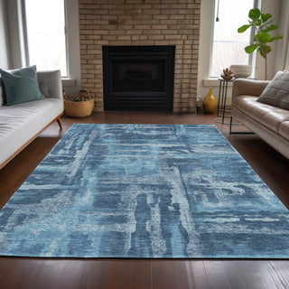 Piper Looms Chantille Abstract ACN2015 Denim Machine Washable Area Rug Lifestyle Image Feature