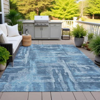 Piper Looms Chantille Abstract ACN2015 Denim Machine Washable Area Rug Outdoor Lifestyle Image Feature
