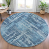 Piper Looms Chantille Abstract ACN2015 Denim Machine Washable Area Rug Round Lifestyle Image Feature
